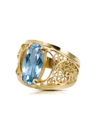 Аквамарин 14-кв Желтое золото Кольцо Винтаж изделия vrc057y